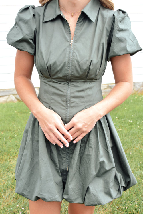 HUNTER GREEN FLARE DRESS